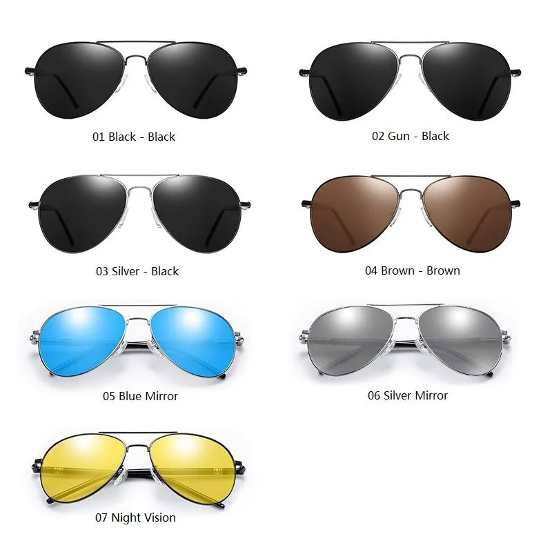 AooYoWeily Luxury Polarized Sunglasses - Vintage Black Pilot Style