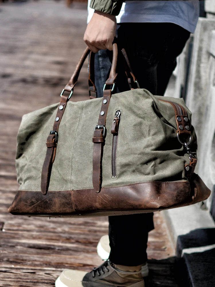Muchuan's Canvas Leather Travel Duffel Bag - Spacious and Stylish