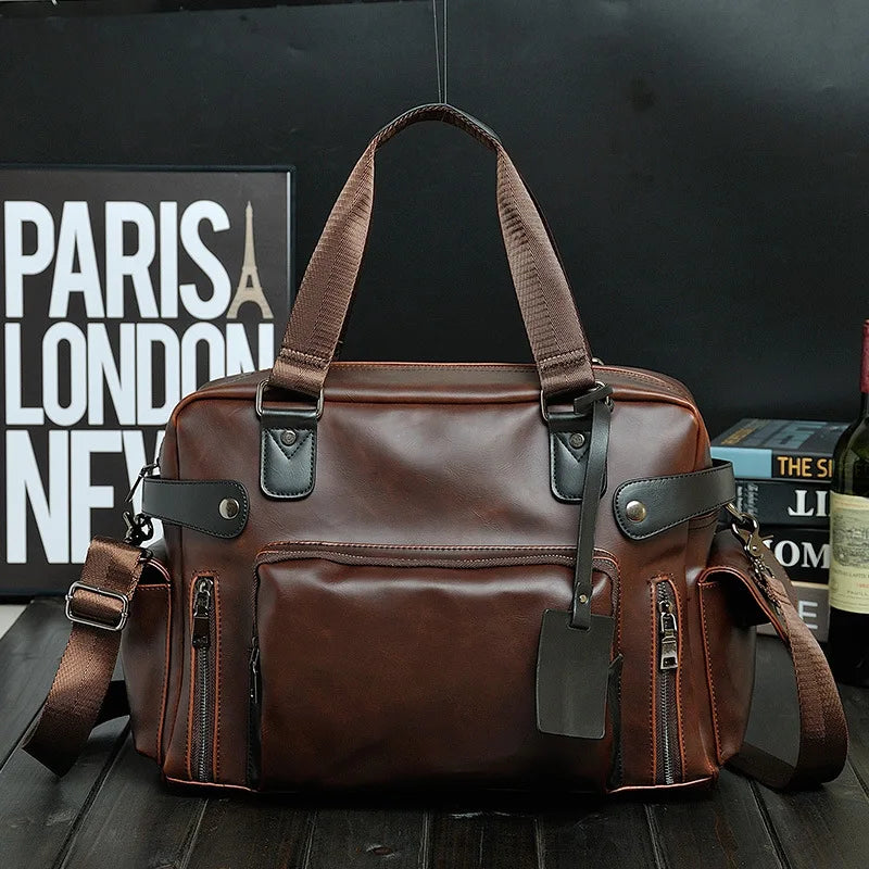 Men's Casual Leather Laptop Bag - Stylish and Functional