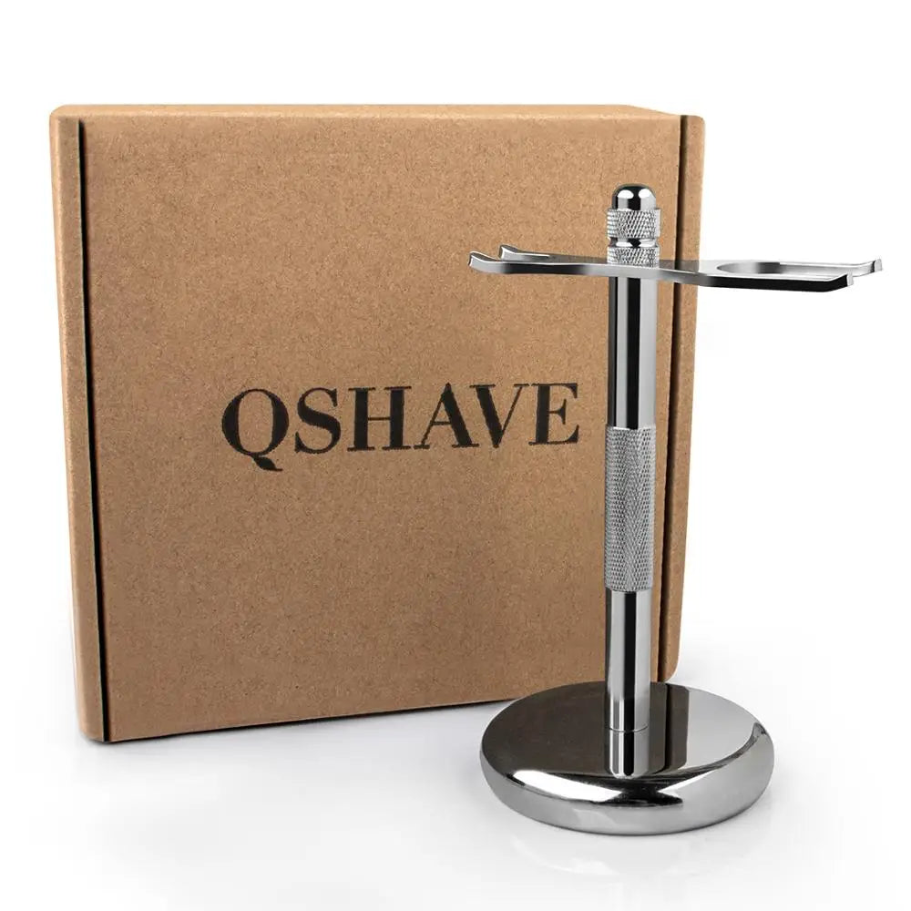 QShave Razor Holder - Stainless Steel Stand for Safety Razor and Shaving Brush