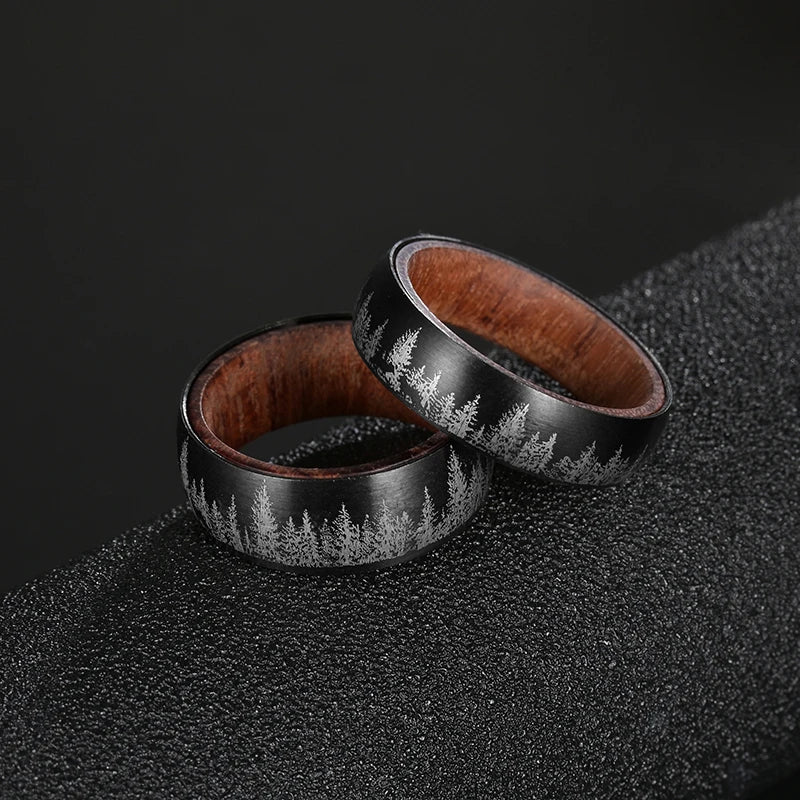 Shouman Solid Wood & Titanium Steel Men's Ring
