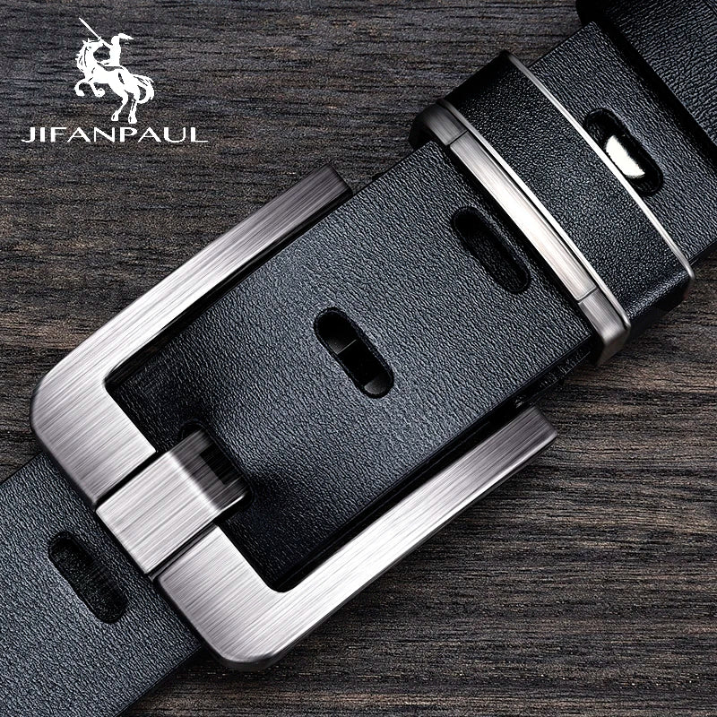 JifanPaul Leather Cowhide Belt - Luxury Brand for Jeans, Business, and Casual Wear