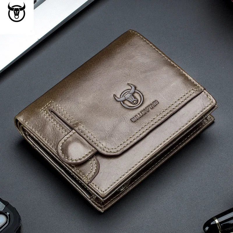 BullCaptain Vintage Elegance: Genuine Leather Wallet with Multiple Compartments