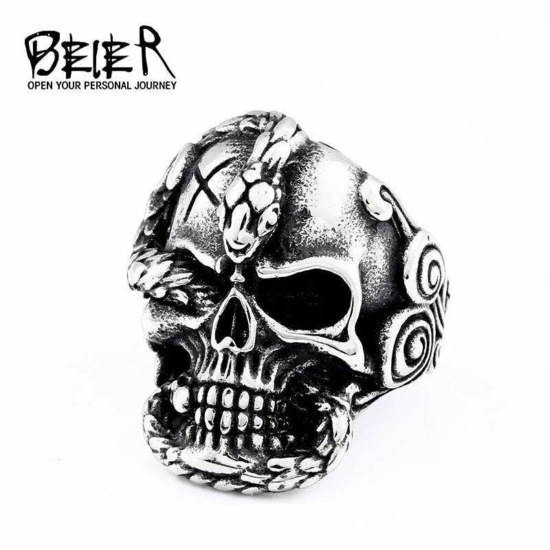 Devil Skull Stainless Steel Men's Ring - Punk Rock Fashion Beier
