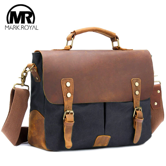 MarkRoyal Vintage Leather Travel Bag - Large Capacity Business Laptop Tote