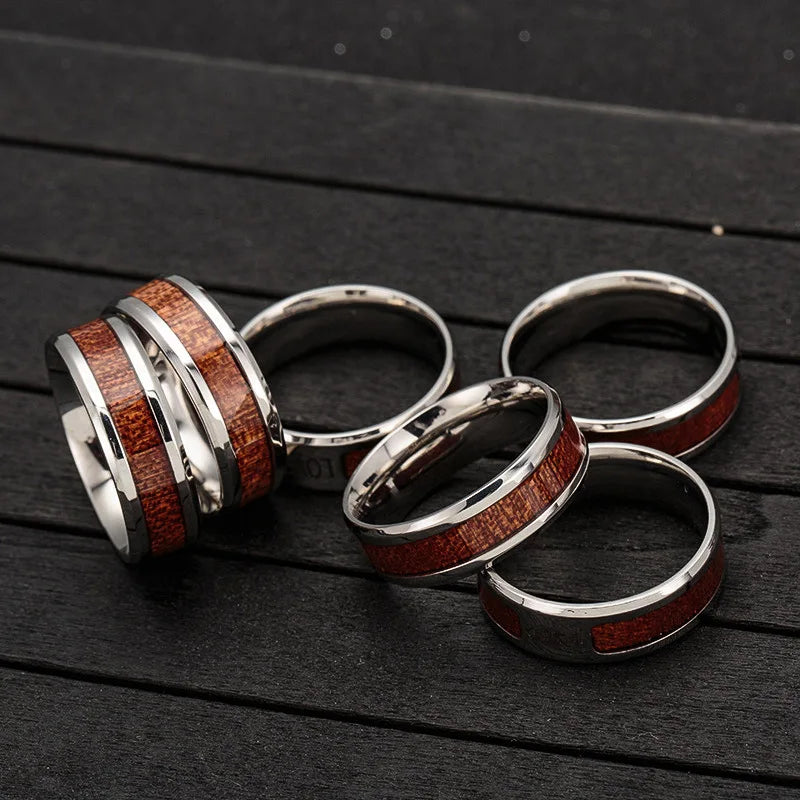 Wood Grain Masonic Ring - Stainless Steel Jewelry for Men
