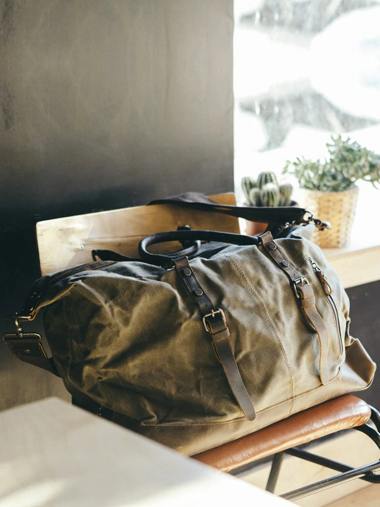 Muchuan's Canvas Leather Travel Duffel Bag - Spacious and Stylish