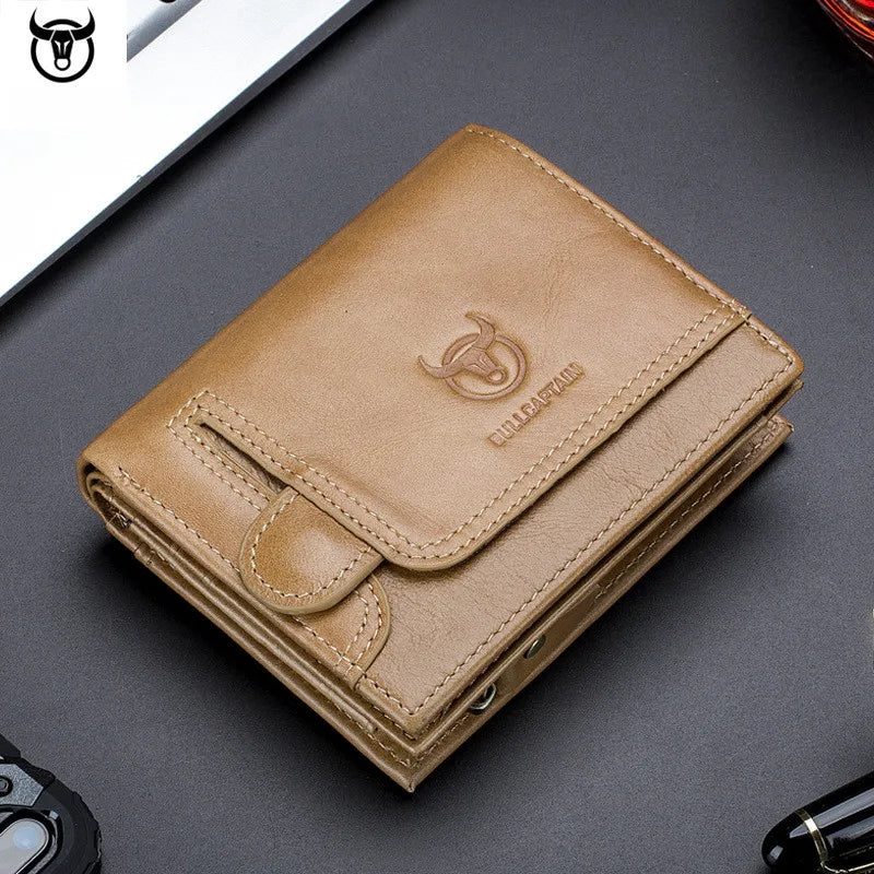 BullCaptain Vintage Elegance: Genuine Leather Wallet with Multiple Compartments