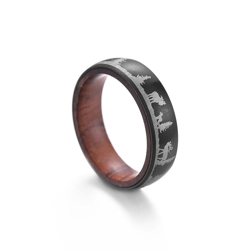 Shouman Solid Wood & Titanium Steel Men's Ring