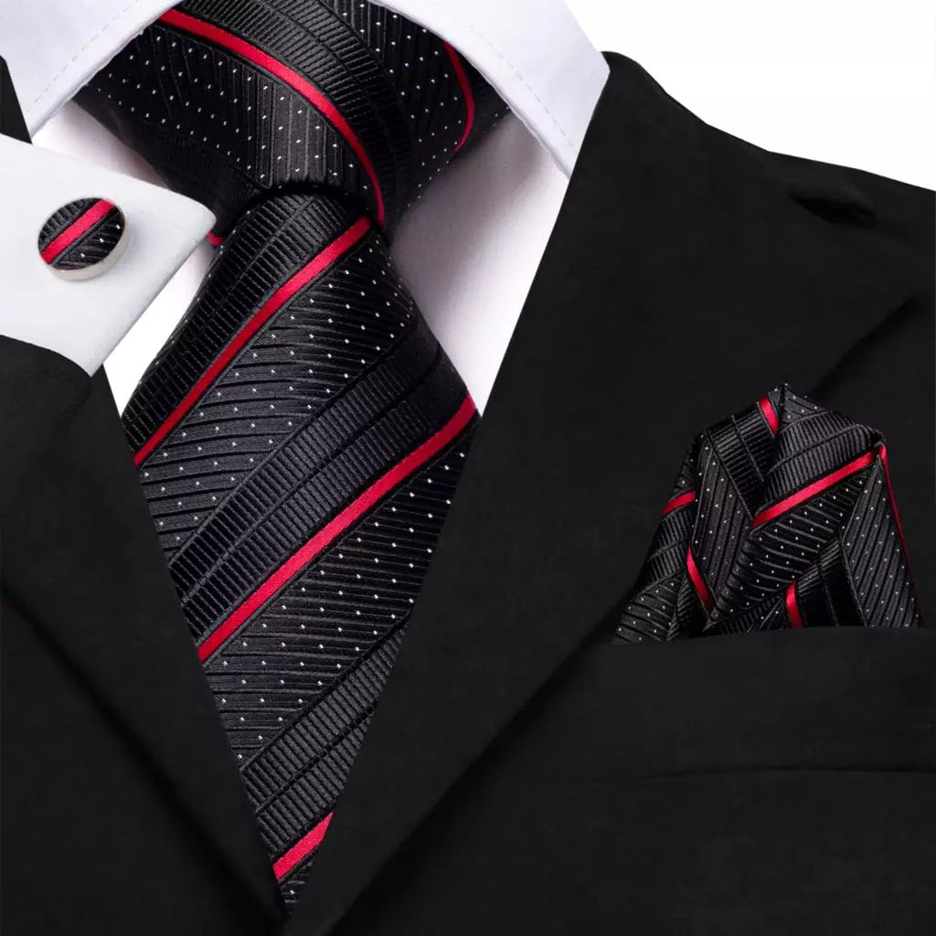 Hi-Tie Striped Silk Tie Set with Elegant Design