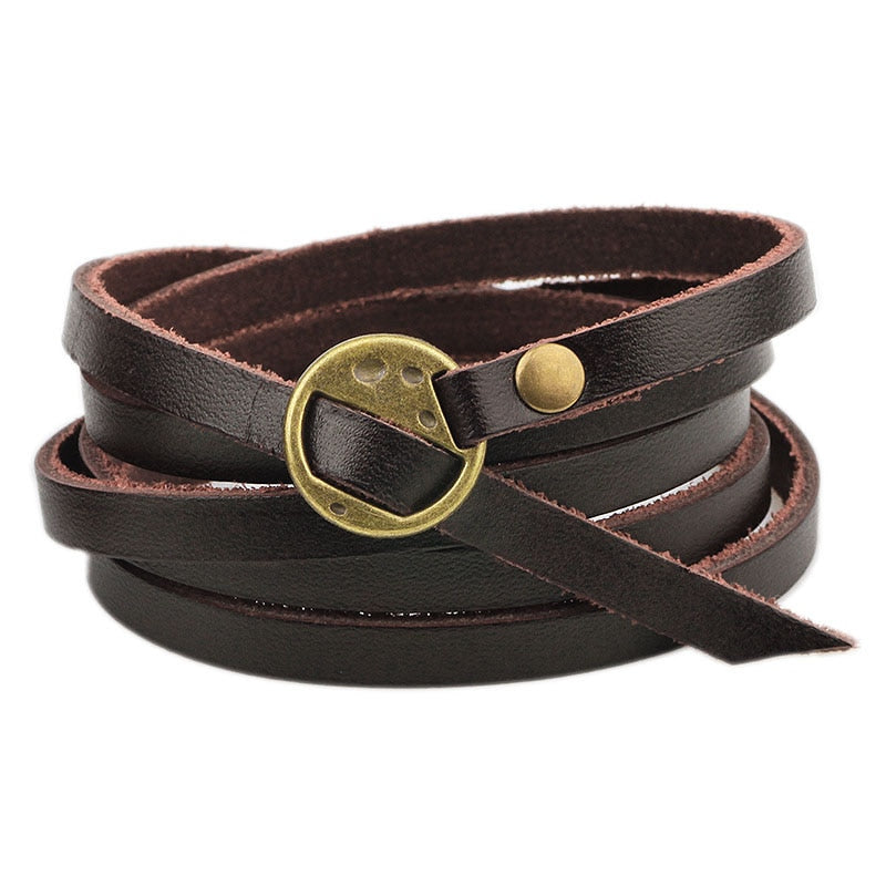 Vintage Bohemian Style Multilayer Wrap Genuine Leather Bracelet