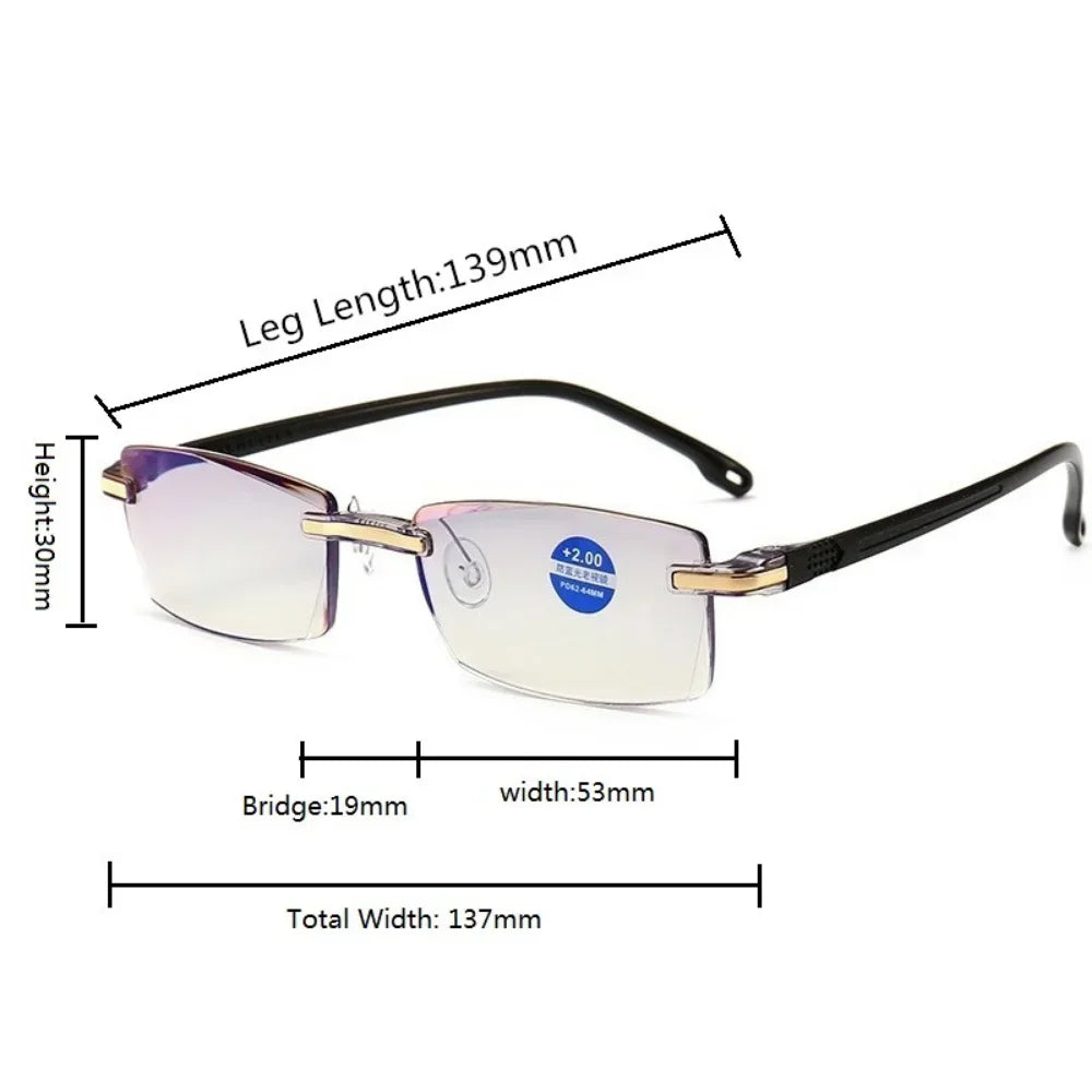 MDOD Frameless Reading Glasses - Anti Blue Light Computer Eyeglasses