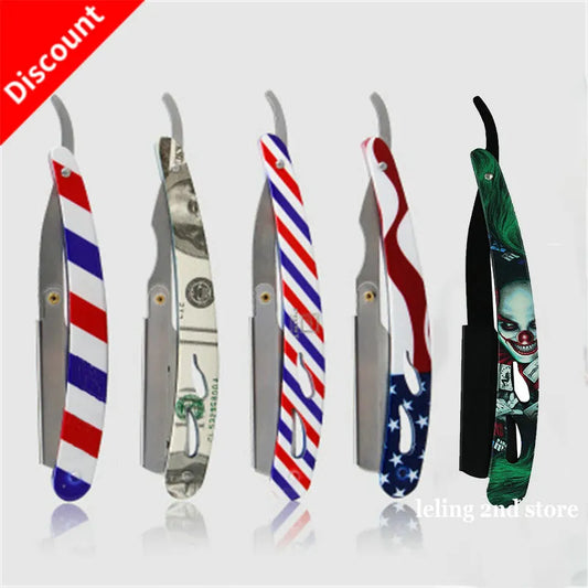 Colourful Professional Straight Edge Razor - Stainless Steel Manual Shaver for Precision Beard Cutting