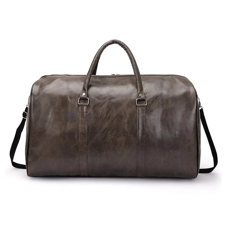 Shishi Vintage Leather Travel Duffel Bag - Large Capacity Carry-On Luggage