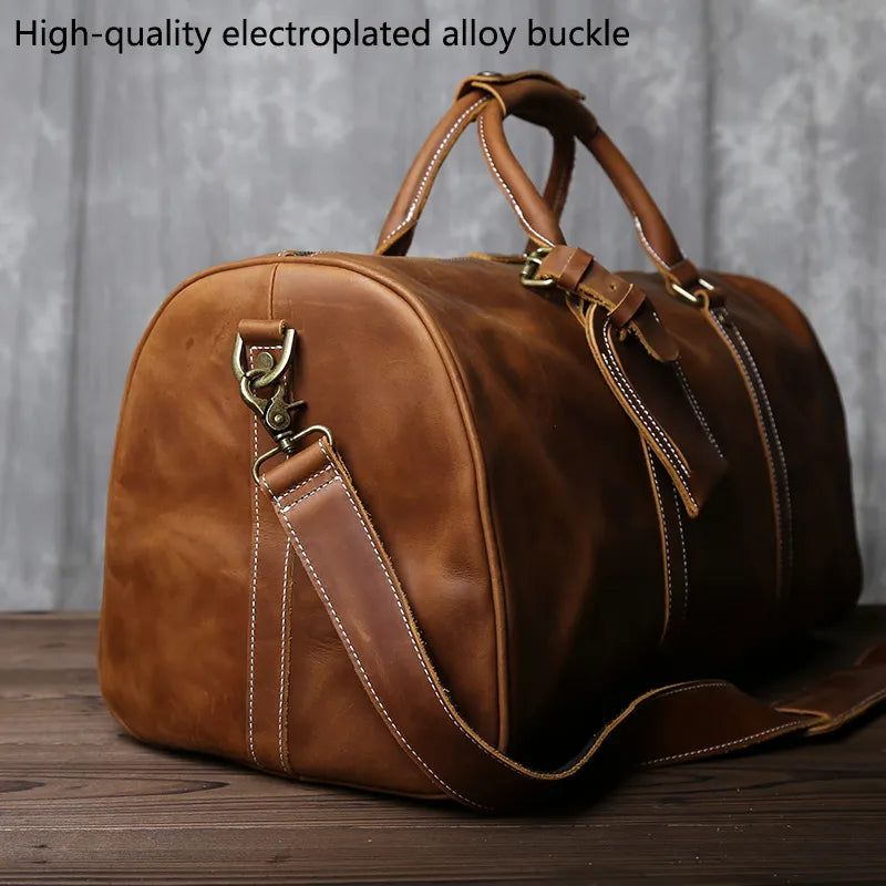 Retro Crazy Horse Leather Travel Bag - Vintage Style and Unmatched Quality