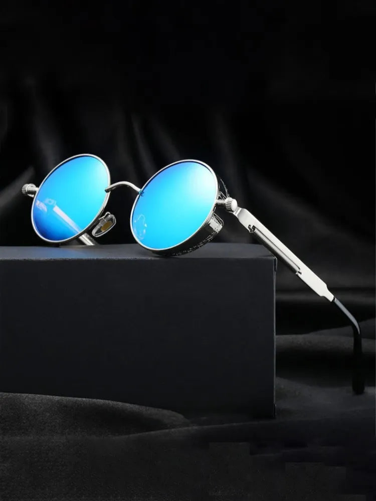 Heevoo's Metal Steampunk Sunglasses - Vintage Round Glasses