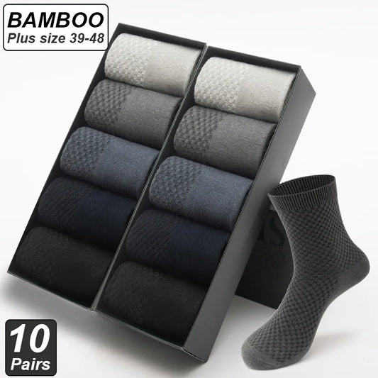 10 Pairs Bamboo Fiber Socks - Long Business Socks, Soft and Breathable, High Quality