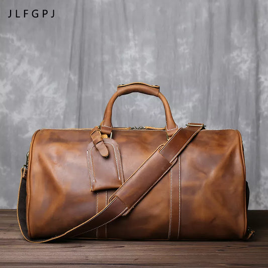 Retro Crazy Horse Leather Travel Bag - Vintage Style and Unmatched Quality